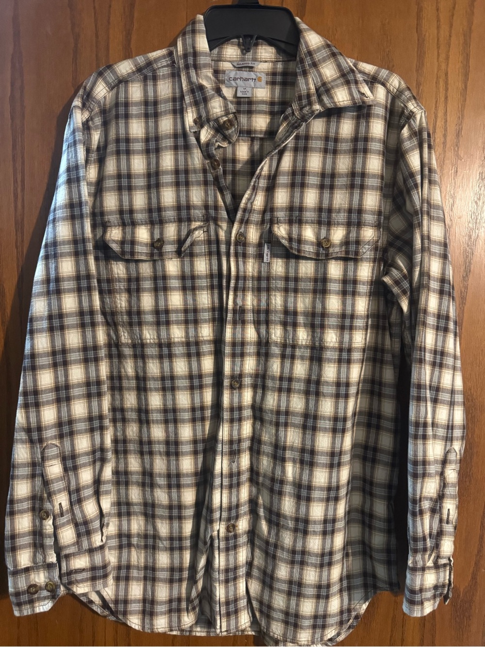 Carhartt Brown and Cream Plaid Lightweight Shirt Jacket